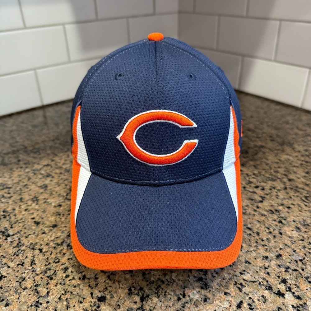 Chicago Bears New Era 39THIRTY Stretch Fit Hat Cap small/medium Blue Orange NFL‎